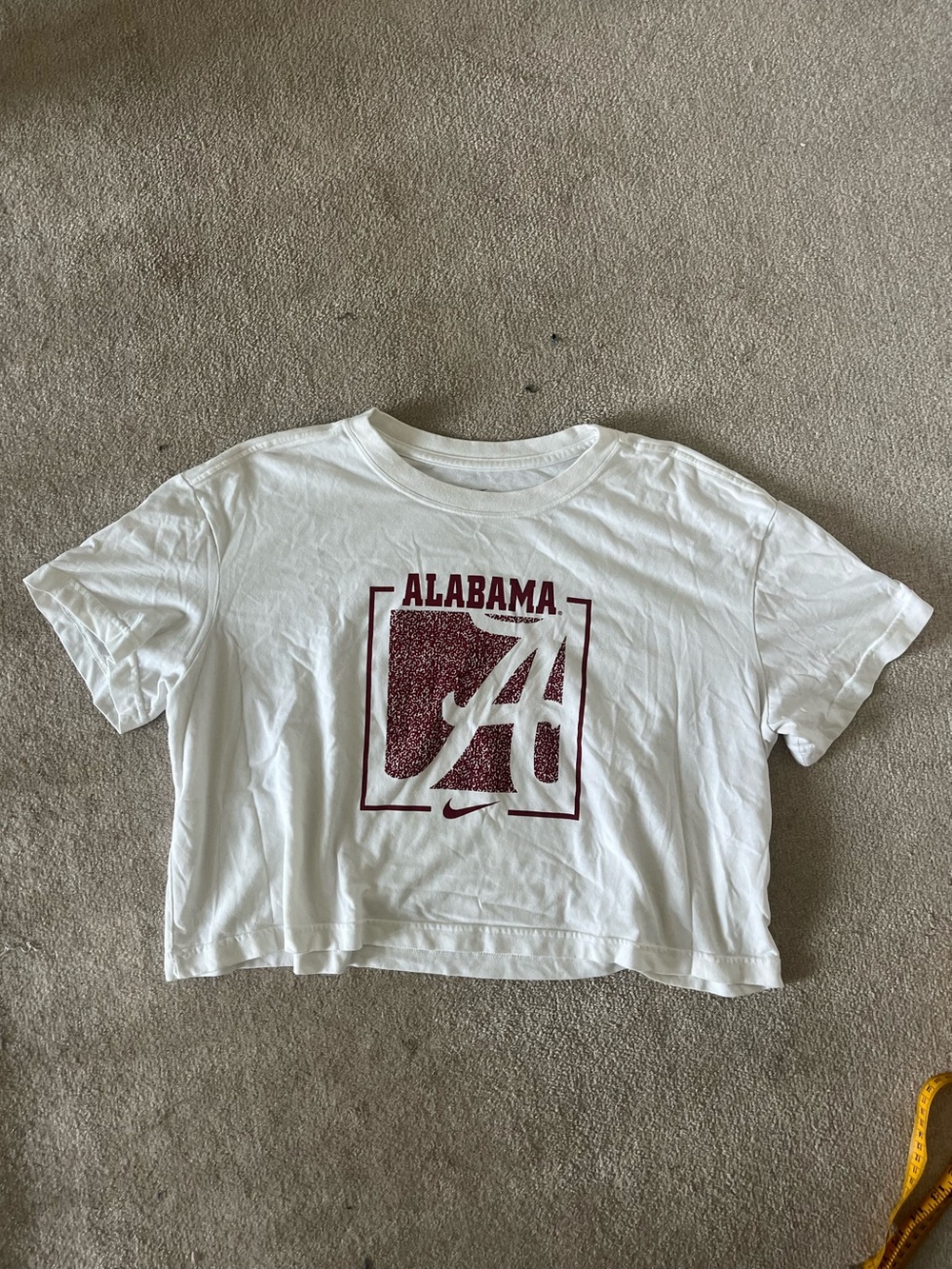 Nike University of Alabama White & Crimson Cropped Tee